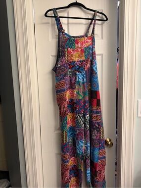 Vibrant Patchwork overalls.
